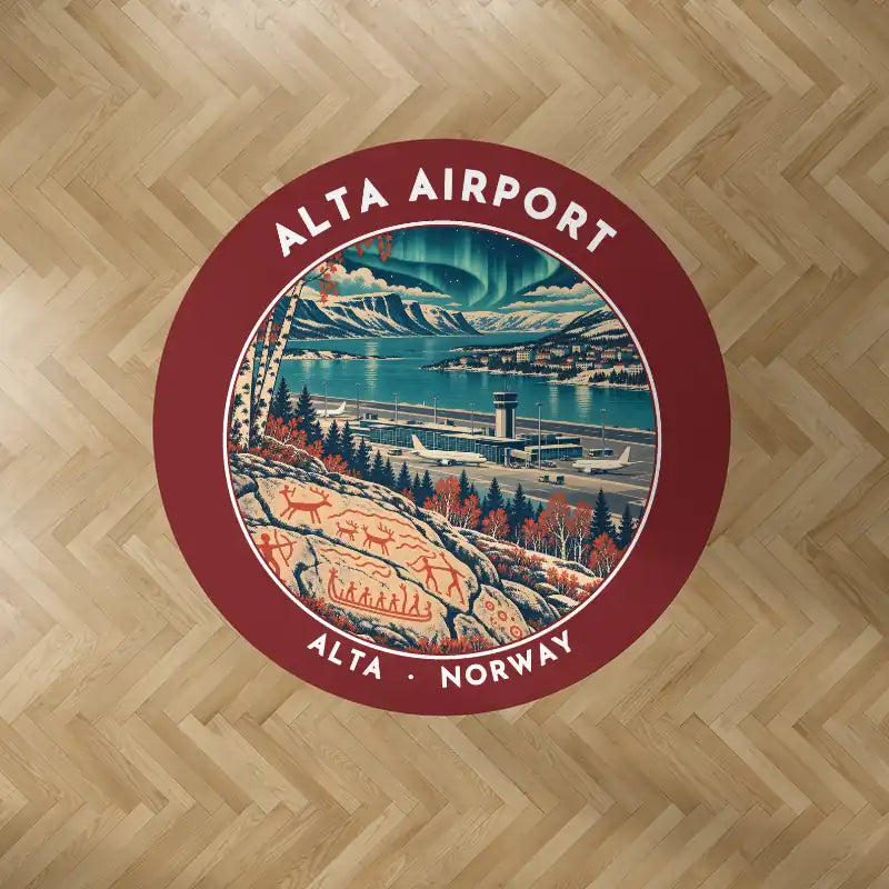 Alta Airport (ALF) Carpets - Carpet Round - Badge - Dark Red V2