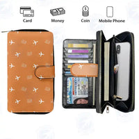 Thumbnail for Houari Boumediene Airport (ALG) Leather Wallets - Zip Long Wallet - Pattern - Orange