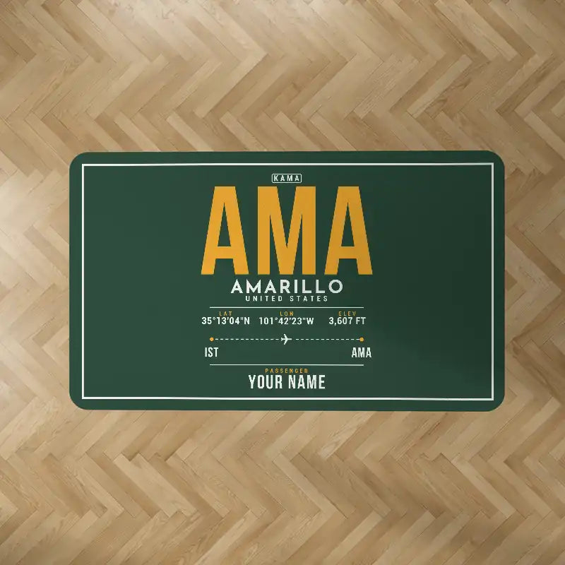 Rick Husband Amarillo International Airport (AMA) Carpets - Carpet Rectangle - ID Tag + Name - Dark Green V2
