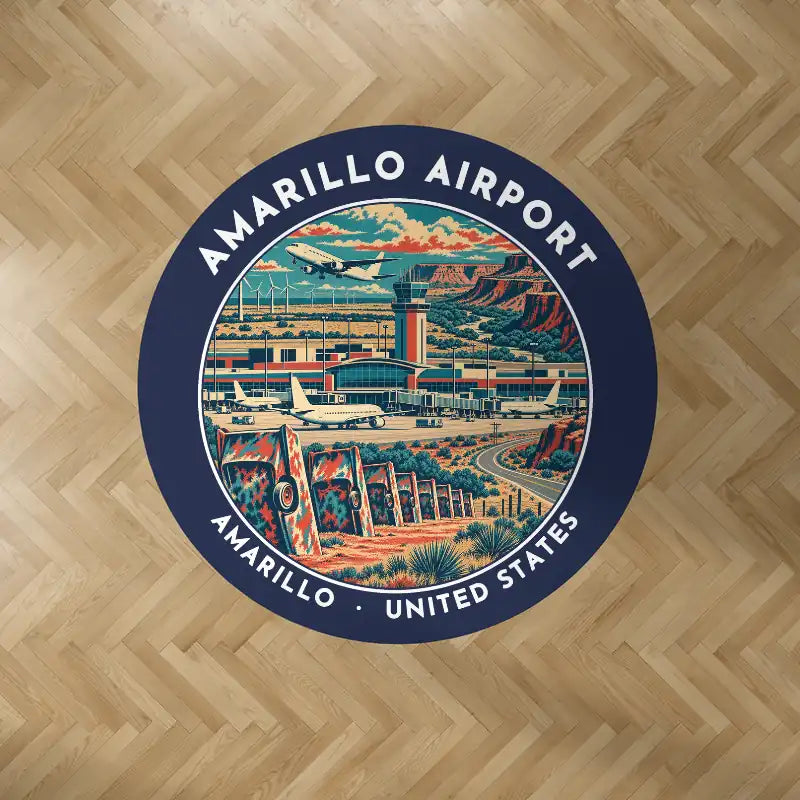Rick Husband Amarillo International Airport (AMA) Carpets - Carpet Round - Badge - Dark Blue V2