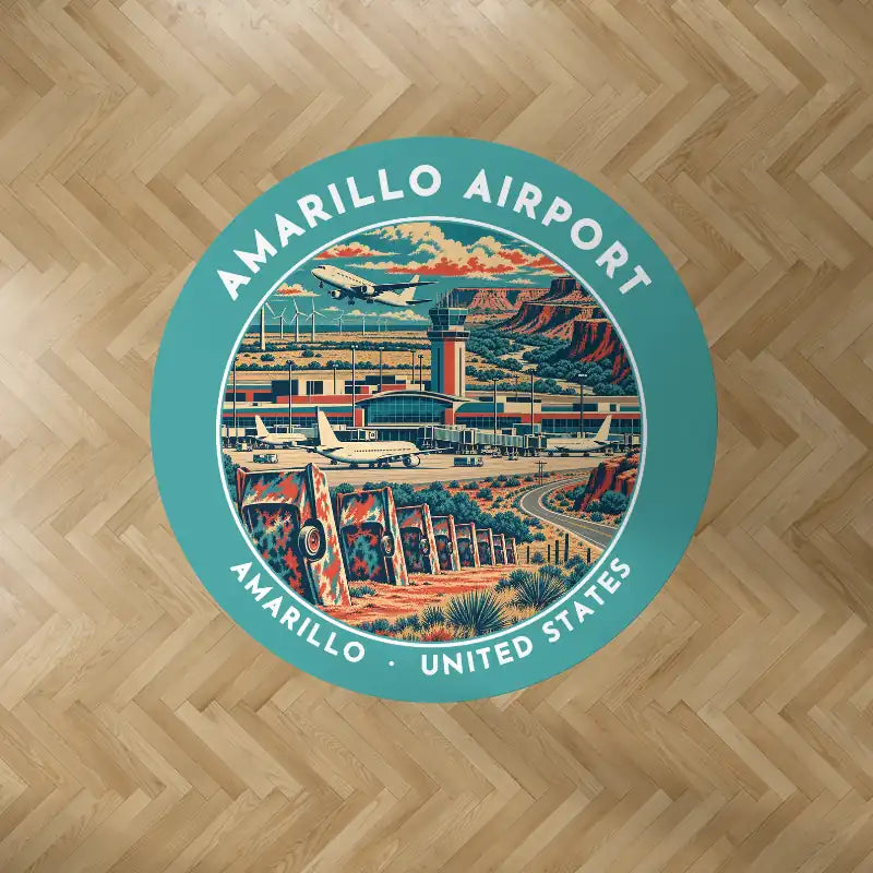 Rick Husband Amarillo International Airport (AMA) Carpets - Carpet Round - Badge - Turquoise V2
