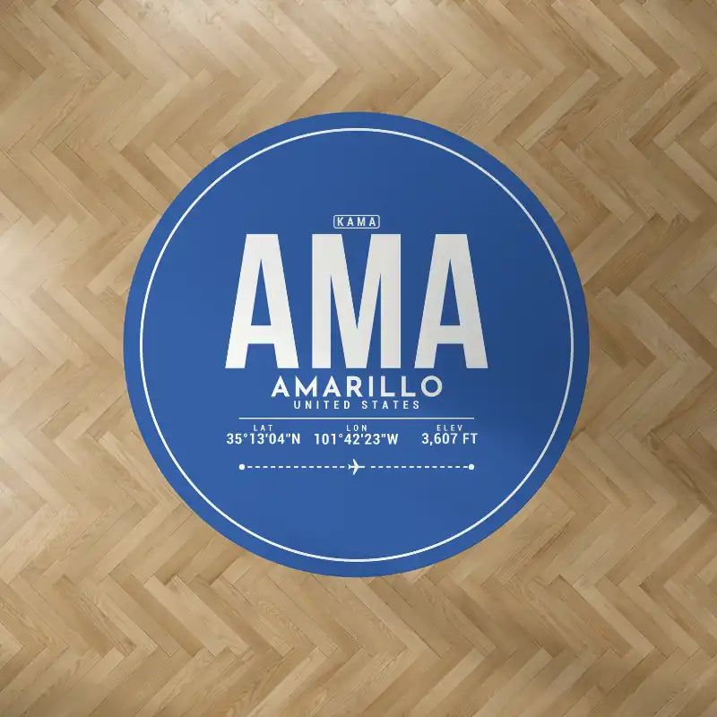 Rick Husband Amarillo International Airport (AMA) Carpets - Carpet Round - ID Tag - Blue V2