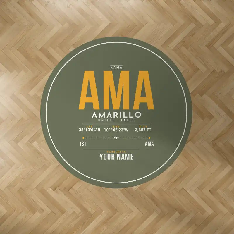 Rick Husband Amarillo International Airport (AMA) Carpets - Carpet Round - ID Tag + Name - Green Army V2