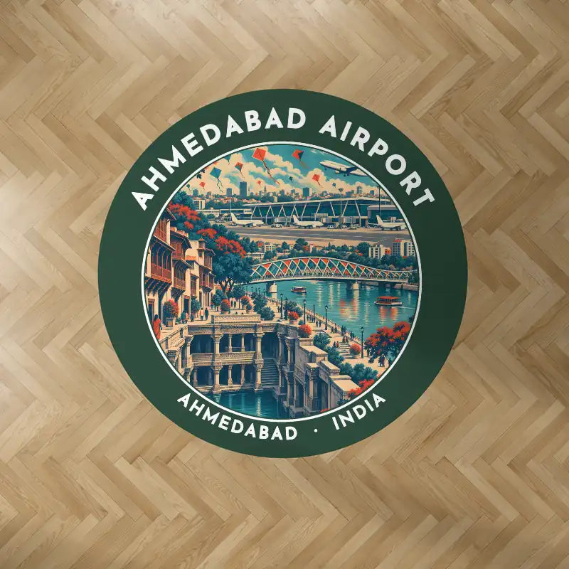 Sardar Vallabhbhai Patel International Airport Ahmedabad (AMD) Carpets - Carpet Round - Badge - Dark Green V2