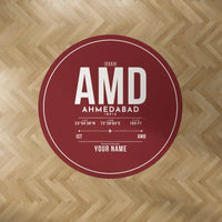 Thumbnail for Sardar Vallabhbhai Patel International Airport Ahmedabad (AMD) Carpets - Carpet Round - ID Tag + Name - Dark Red V2