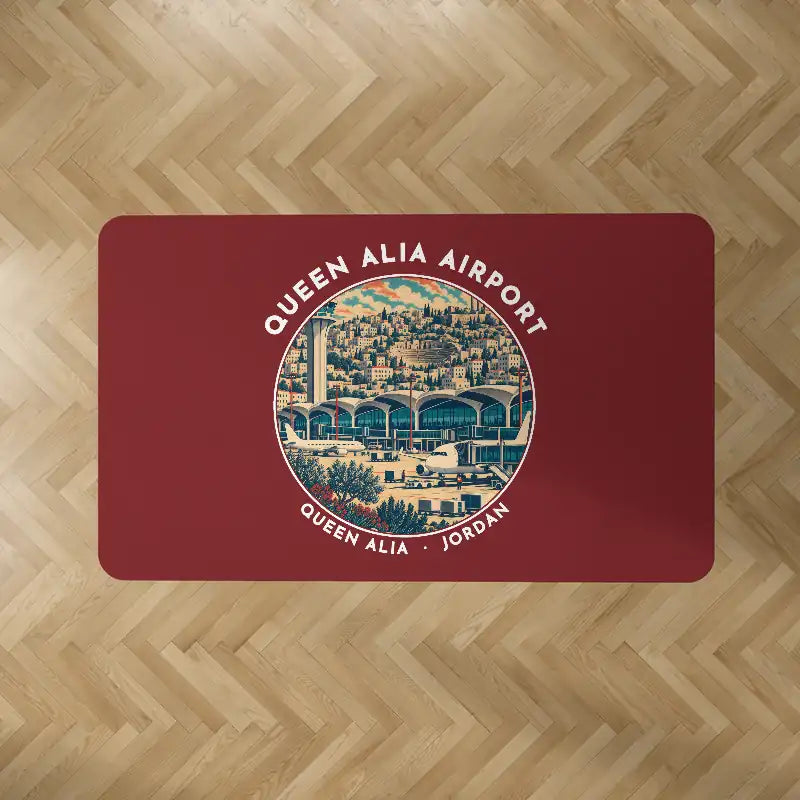 Queen Alia International Airport (AMM) Carpets - Carpet Rectangle - Badge - Dark Red V2