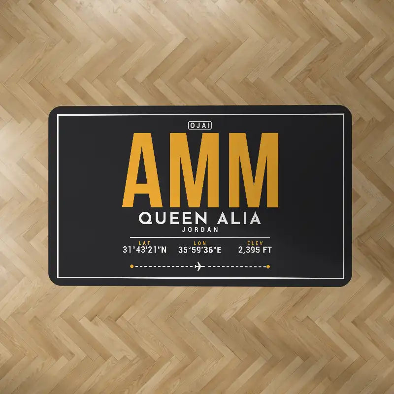 Queen Alia International Airport (AMM) Carpets - Carpet Rectangle - ID Tag - Black V2