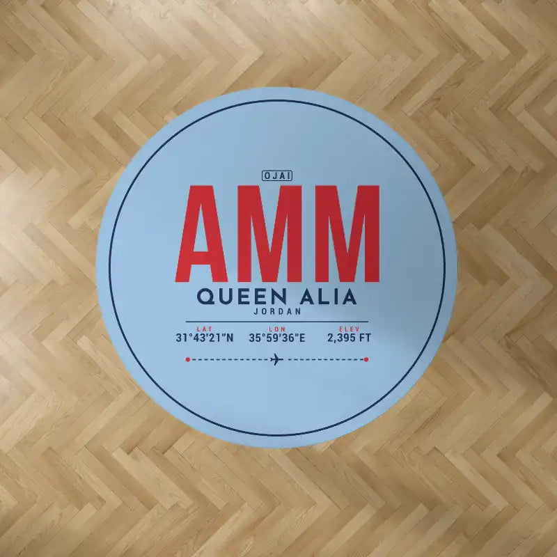 Queen Alia International Airport (AMM) Carpets - Carpet Round - ID Tag - Light Blue V2