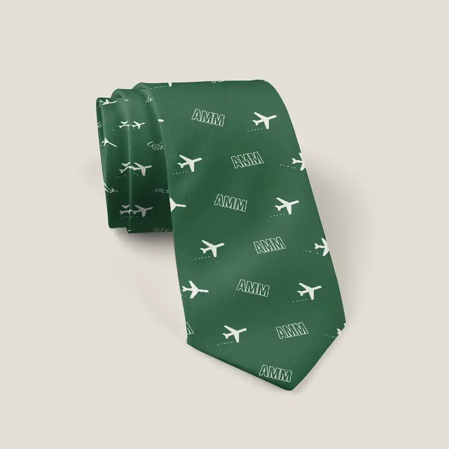 Queen Alia International Airport (AMM) Ties - Tie - Pattern - Green