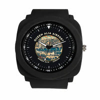 Thumbnail for Queen Alia International Airport (AMM) Aviator Watches - Badge - Rubber Strap - Black