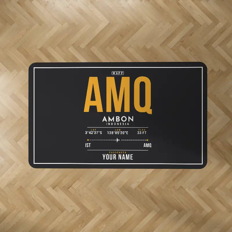 Pattimura International Airport (AMQ) Carpets - Carpet Rectangle - ID Tag + Name - Black V2