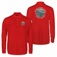 Thumbnail for Amsterdam Airport Schiphol (AMS) Premium Polo T-Shirts - Badge - Long Sleeve - Red