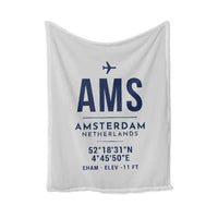 Thumbnail for Amsterdam Airport Schiphol (AMS) Bedding Sets & Blankets - Blanket - ID Tag - Light Gray