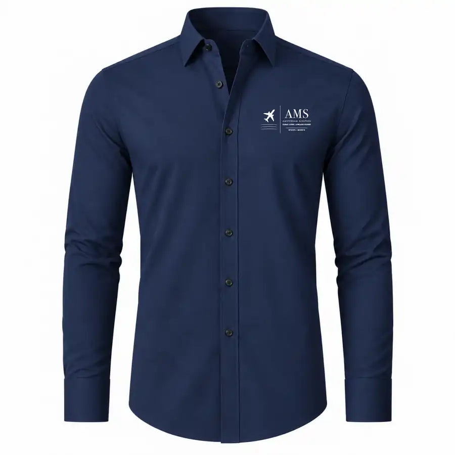 Amsterdam Airport Schiphol (AMS) Shirts - Long Sleeve Shirt - Front - Dark Blue