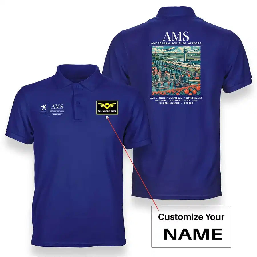 AMS - Poster - Double-Side Polo - Blue + Name
