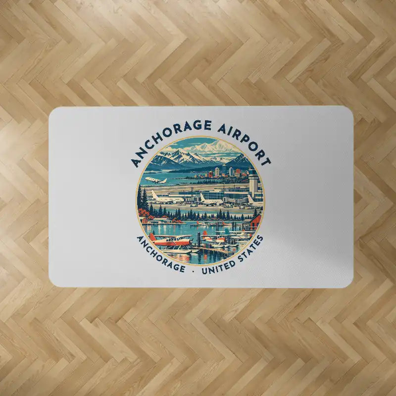 Ted Stevens Anchorage International Airport (ANC) Carpets - Carpet Rectangle - Badge - Light Gray V2