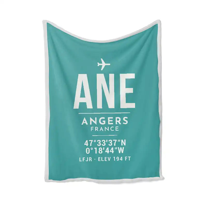 Angers – Loire Airport (ANE) Bedding Sets & Blankets - Blanket - ID Tag - Turquoise