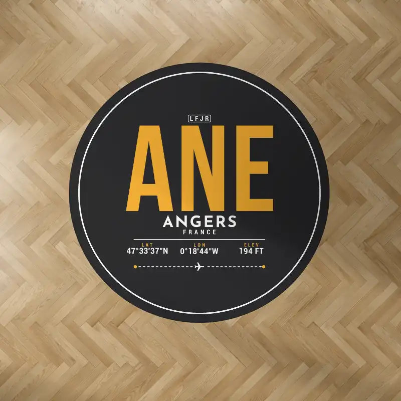 Angers – Loire Airport (ANE) Carpets - Carpet Round - ID Tag - Black V2
