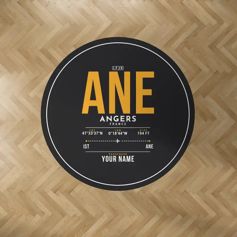 Angers – Loire Airport (ANE) Carpets - Carpet Round - ID Tag + Name - Black V2
