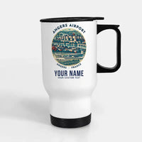 Thumbnail for Angers – Loire Airport (ANE) Travel Mugs - Badge + Name - Stainless Steel with Holder - White