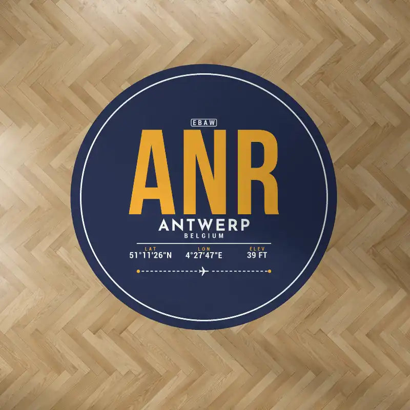 Antwerp International Airport (ANR) Carpets - Carpet Round - ID Tag - Dark Blue V2
