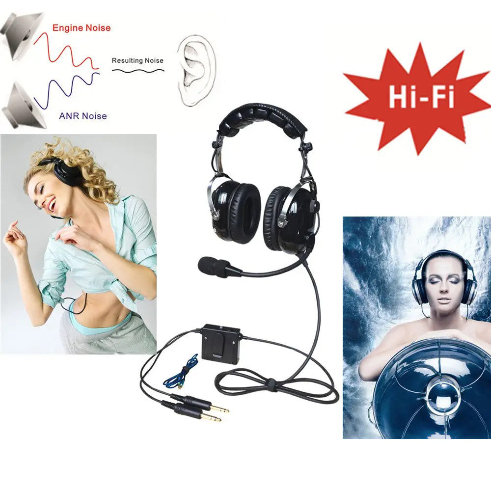 Aviation Headset Aviation Headphones Active Noise Reduction For Pilot And Passenger Students Great ANR and Hi-Fi speakers For Music Free With Bag