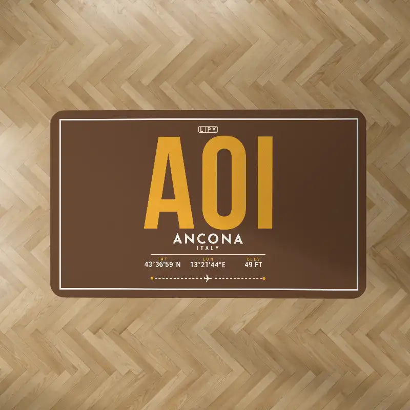 Ancona Falconara Airport (AOI) Carpets - Carpet Rectangle - ID Tag - Brown V2