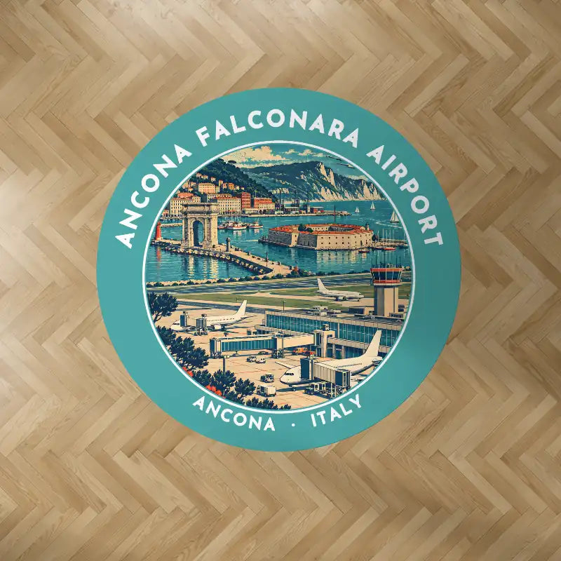 Ancona Falconara Airport (AOI) Carpets - Carpet Round - Badge - Turquoise V2