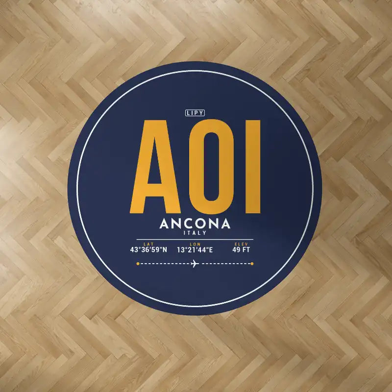 Ancona Falconara Airport (AOI) Carpets - Carpet Round - ID Tag - Dark Blue V2