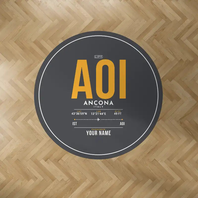 Ancona Falconara Airport (AOI) Carpets - Carpet Round - ID Tag + Name - Dark Gray V2