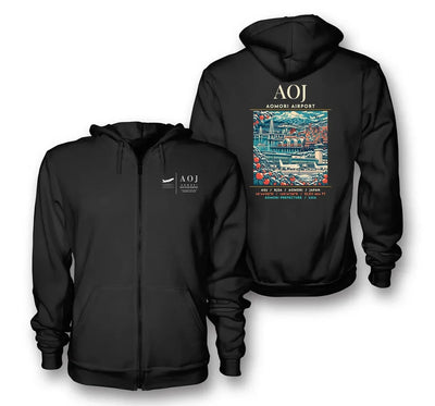 AOJ - Poster - Zipped Hoodie - Black