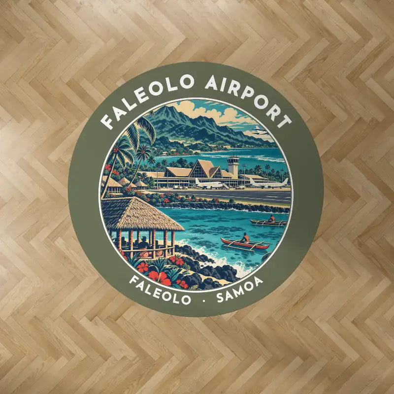 Faleolo International Airport (APW) Carpets - Carpet Round - Badge - Green Army V2