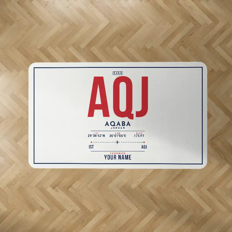 King Hussein International Airport (AQJ) Carpets - Carpet Rectangle - ID Tag + Name - White V2