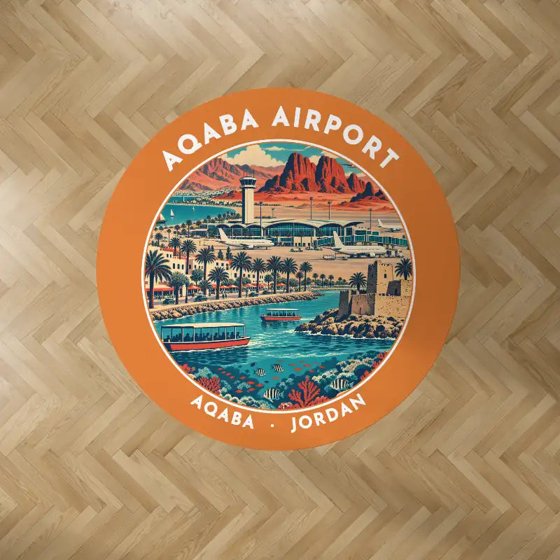 King Hussein International Airport (AQJ) Carpets - Carpet Round - Badge - Orange V2