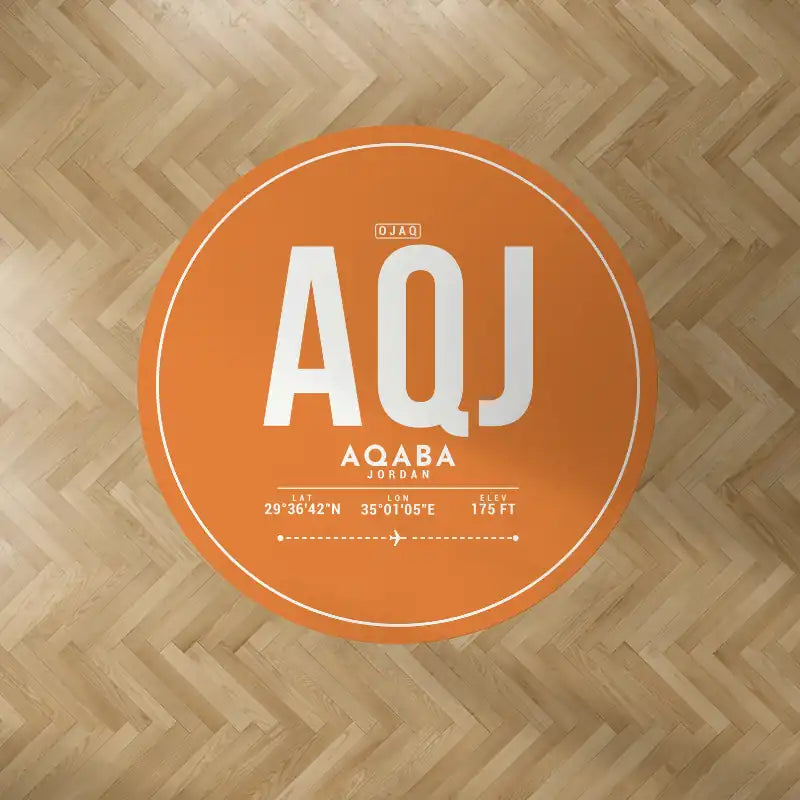 King Hussein International Airport (AQJ) Carpets - Carpet Round - ID Tag - Orange V2