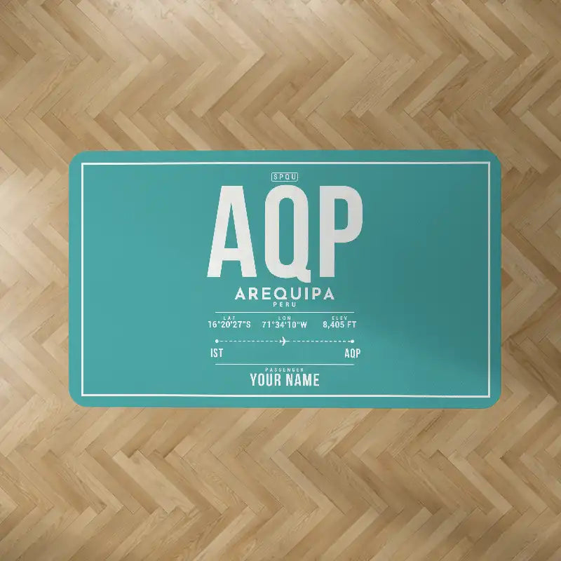Rodriguez Ballon International Airport (AQP) Carpets - Carpet Rectangle - ID Tag + Name - Turquoise V2