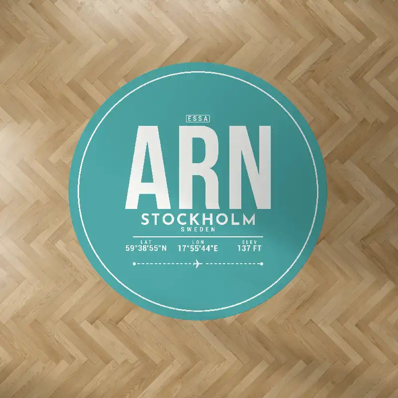 Stockholm Arlanda Airport (ARN) Carpets - Carpet Round - ID Tag - Turquoise