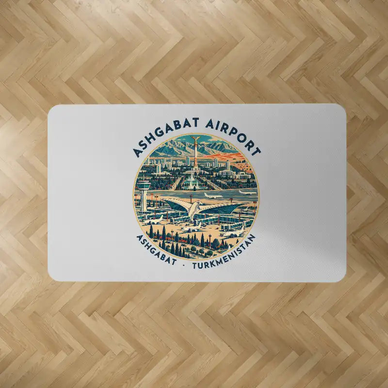 Ashgabat International Airport (ASB) Carpets - Carpet Rectangle - Badge - Light Gray V2