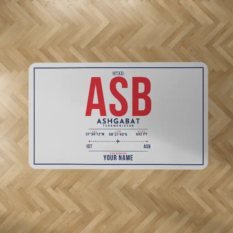 Ashgabat International Airport (ASB) Carpets - Carpet Rectangle - ID Tag + Name - Light Gray V2