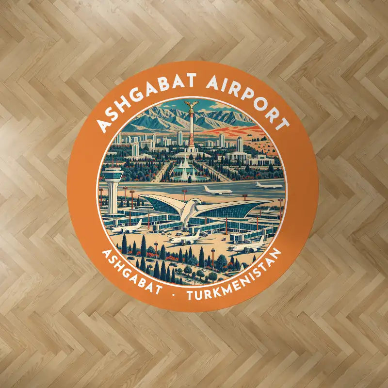 Ashgabat International Airport (ASB) Carpets - Carpet Round - Badge - Orange V2