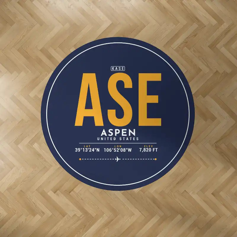 Aspen - Pitkin County Airport (ASE) Carpets - Carpet Round - ID Tag - Dark Blue V2
