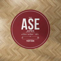 Thumbnail for Aspen - Pitkin County Airport (ASE) Carpets - Carpet Round - ID Tag + Name - Dark Red V2