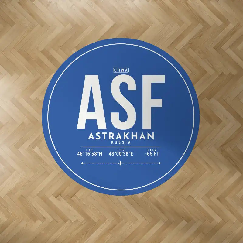 Astrakhan Narimanovo Boris M. Kustodiev International Airport (ASF) Carpets - Carpet Round - ID Tag - Blue V2