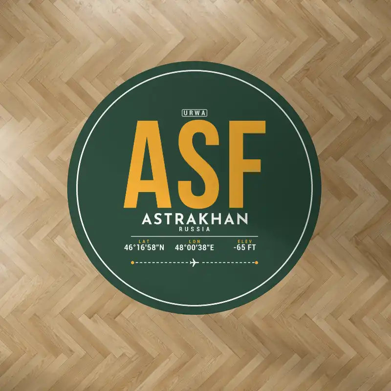 Astrakhan Narimanovo Boris M. Kustodiev International Airport (ASF) Carpets - Carpet Round - ID Tag - Dark Green V2