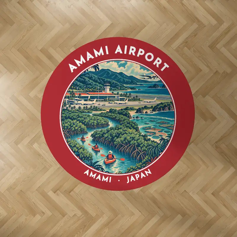 Amami Airport (ASJ) Carpets - Carpet Round - Badge - Red V2