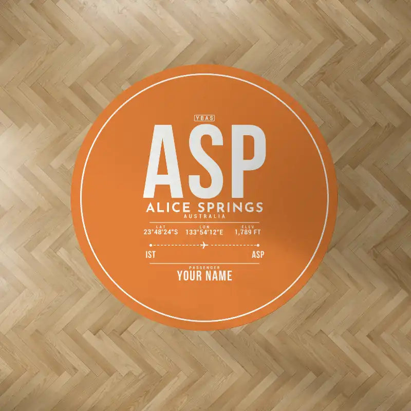 Alice Springs Airport (ASP) Carpets - Carpet Round - ID Tag + Name - Orange V2