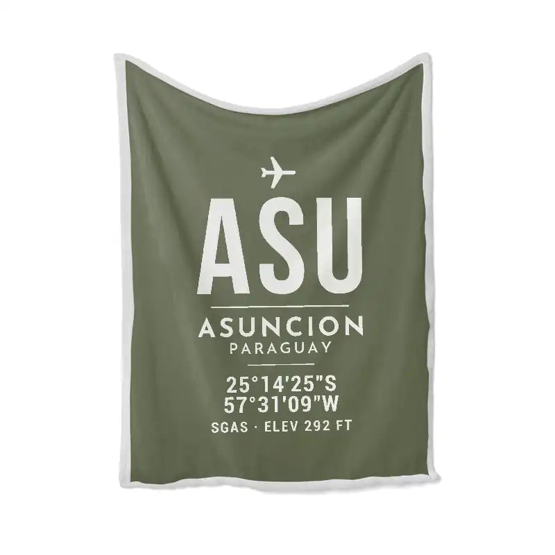 Silvio Pettirossi International Airport (ASU) Bedding Sets & Blankets - Blanket - ID Tag - Green Army