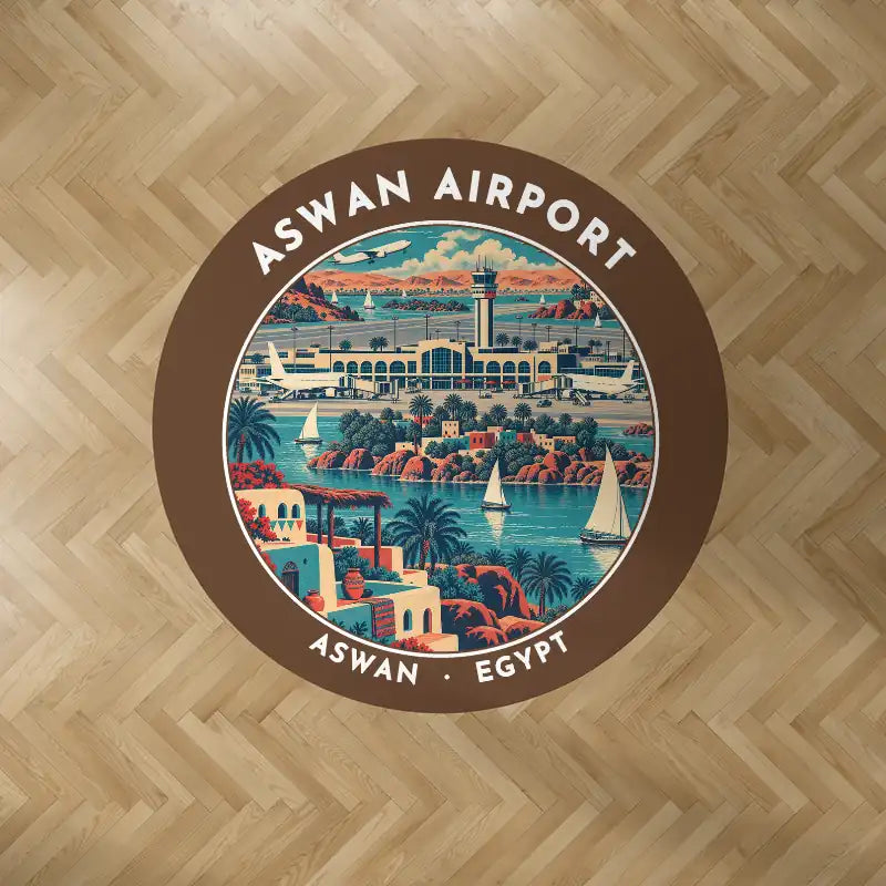 Aswan International Airport (ASW) Carpets - Carpet Round - Badge - Brown V2