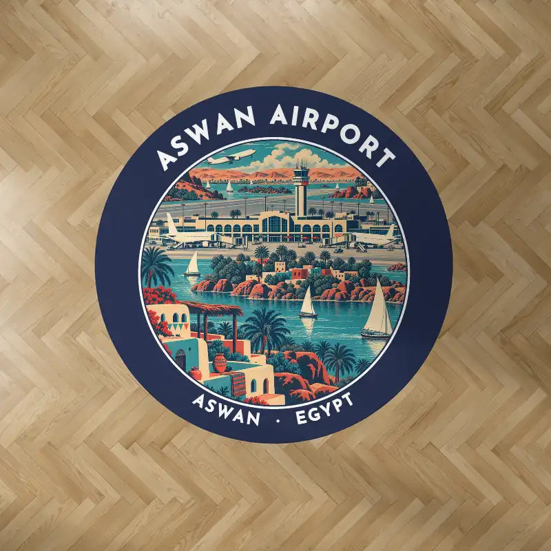 Aswan International Airport (ASW) Carpets - Carpet Round - Badge - Dark Blue V2