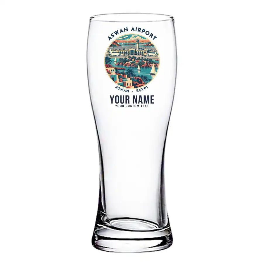 Aswan International Airport (ASW) Glasses - Badge + Name - Pilsner Beer Glass